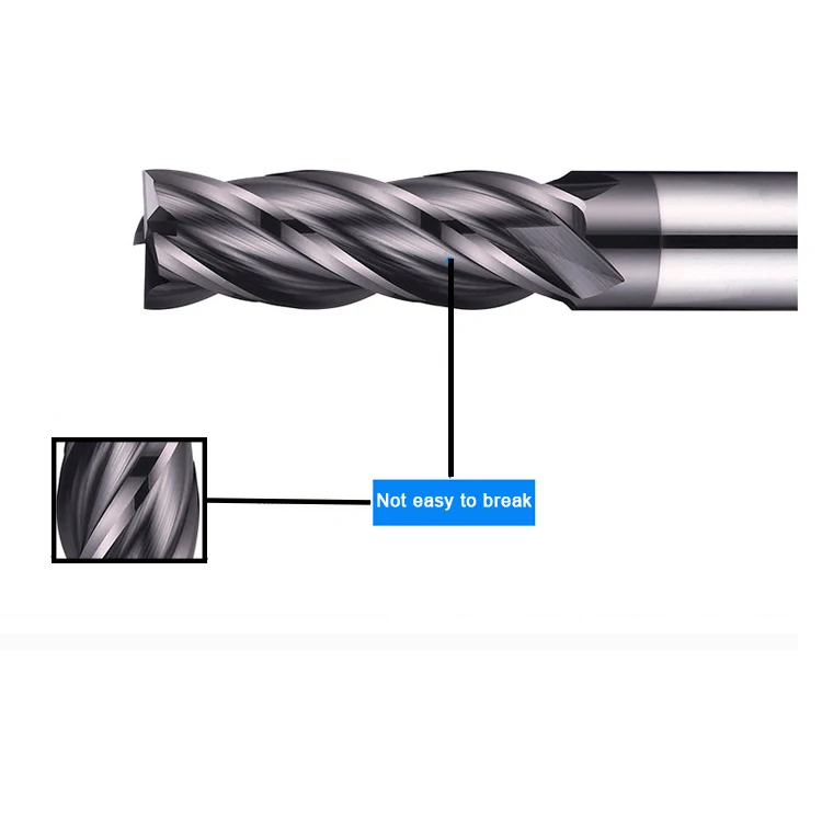 4 Flute HRC50 High Quality Solid Carbide Customized Tool Face Milling Cutter Square Endmill CNC Machine Tools Extended Handle