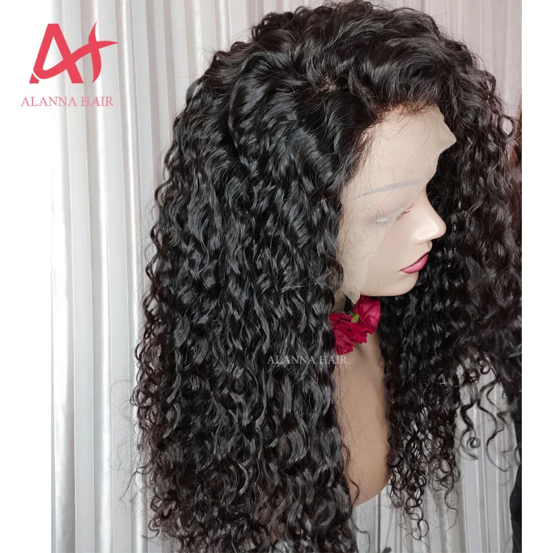 Free Shipping 180% Density Swiss Lace Wig Natural Color Cambodian Water Wavy Human Hair Lace Front Wig With Baby Hair