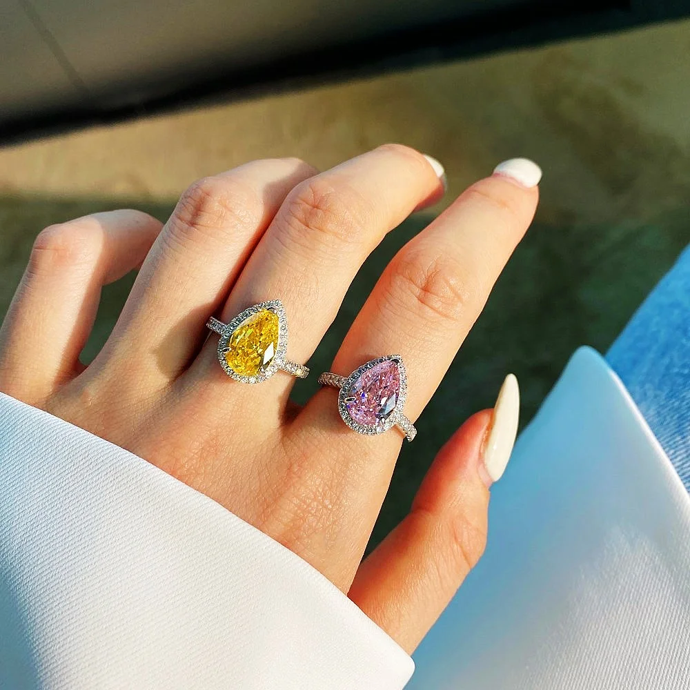 YINSAKI 14K 18K Gold Plated Rhodium Plated Zircon Wedding Ring Engagement Ring 925 Sterling Silver Zircon Ice Out Bridal  Ring