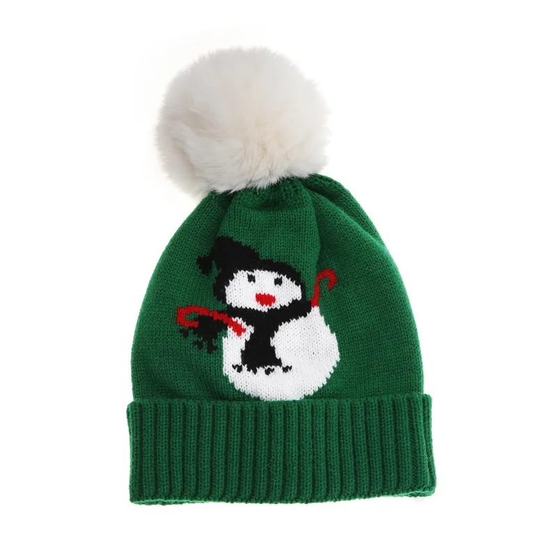 Wholesale Quality kids christmas hats Winter hat custom logo christmas knitted pom beanie hat