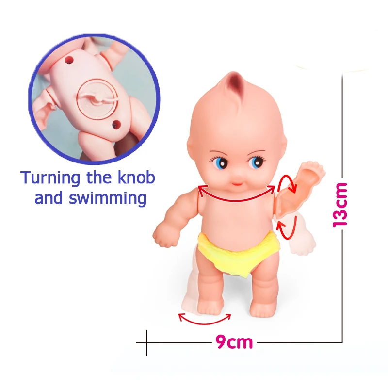 QS 2023 Trending Products 13CM Swimming Doll Bathtub Shower Plastic Baby Bathing Toys For Kids