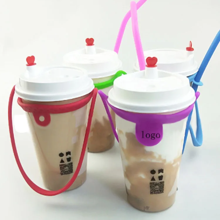 
The silicone rope is tied to the beverage cup, and the cartoon carries the silicone rope with the universal cup belt 
