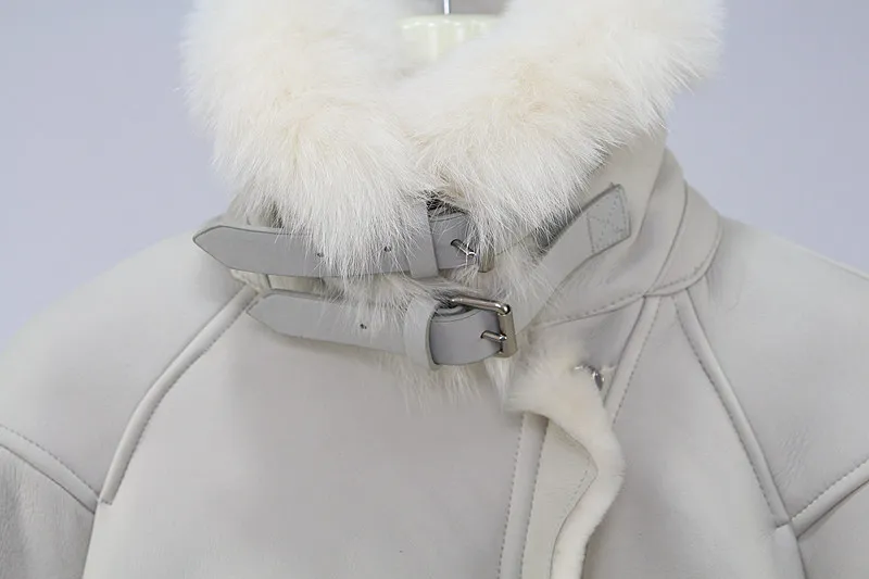 Clearance QIUCHEN  QC8024 Fashion Women Winter Jackets Real Fox Fur Jacket Merino Sheep Fur Coat