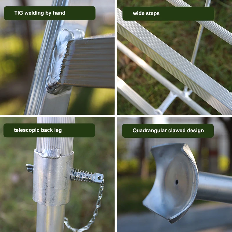 Hot Sales Aluminum tripod Ladder For Gardening Task 5 Steps Sliver Color Light Weight Easy To Carry With Platform