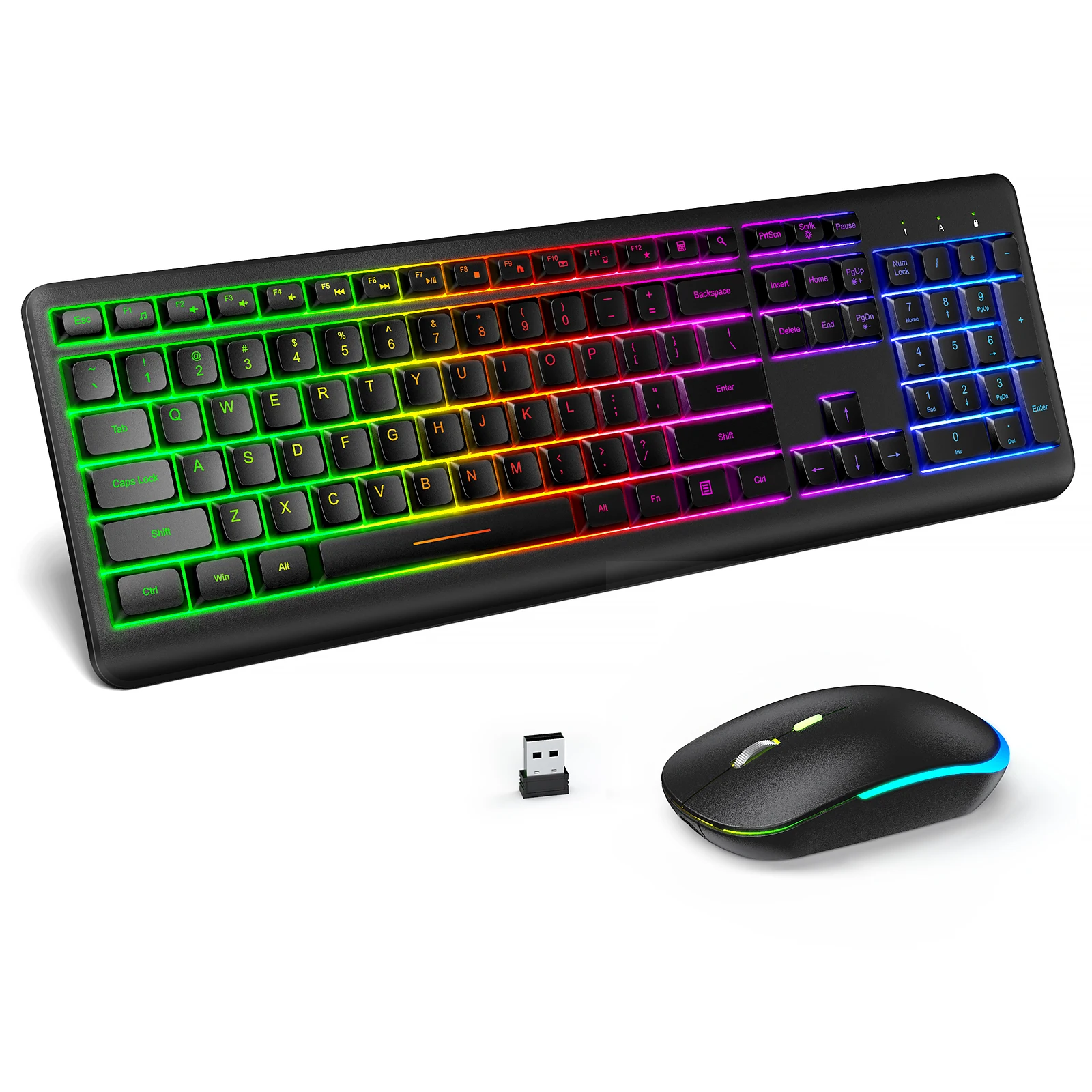Seenda 2.4g USB Backlight Wireless Keyboard and Mouse Combos for Computer Laptops Windows Gaming Illuminated LED Keyboards Mice
