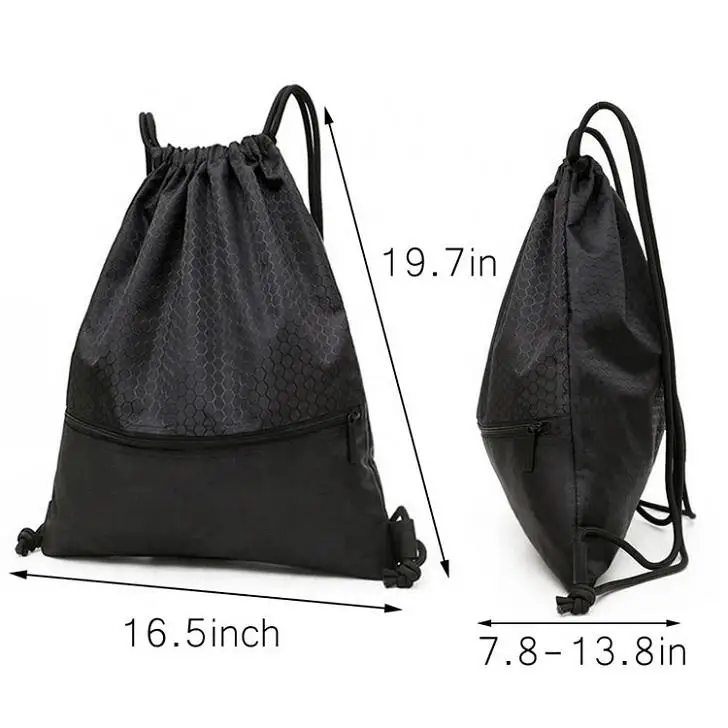 Oem Drawstring Backpack Mochila Escolar Zipper Pocket Light Bagpack Casual Sports Knapsack Oxford Waterproof Bag Draw String Bag