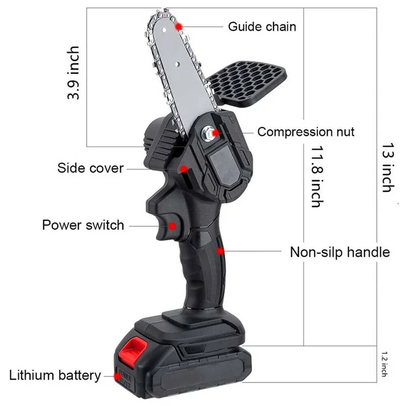 550w Mini Electric Chain Saw One-hand Woodworking Lithium Battery Pruning Chainsaw Wood Cutter Cordless Garden Rechargeable Tool