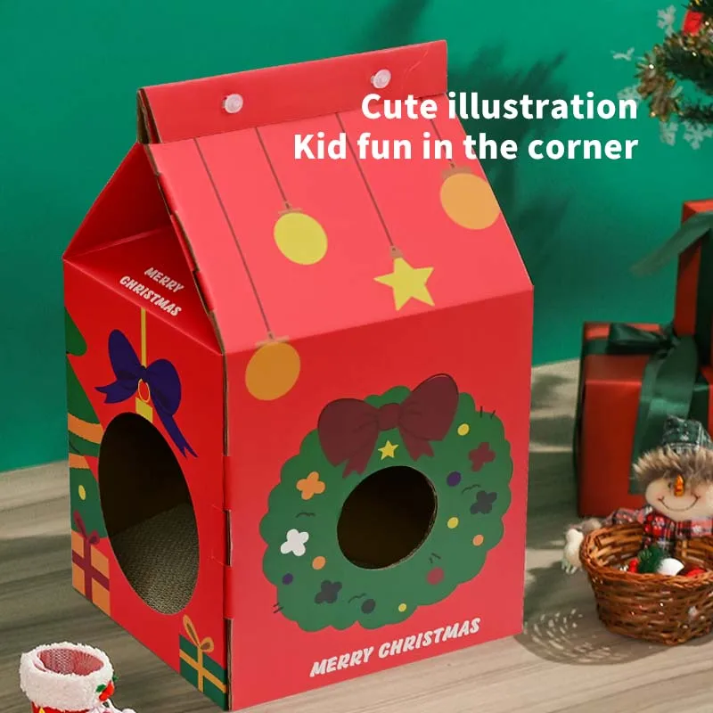 Factory wholesale price support customised interior decoration cardboard milk houses for cats