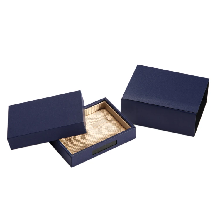 In Stock Blue Black Exquisite Double Cufflink Box With Heaven and Earth Box