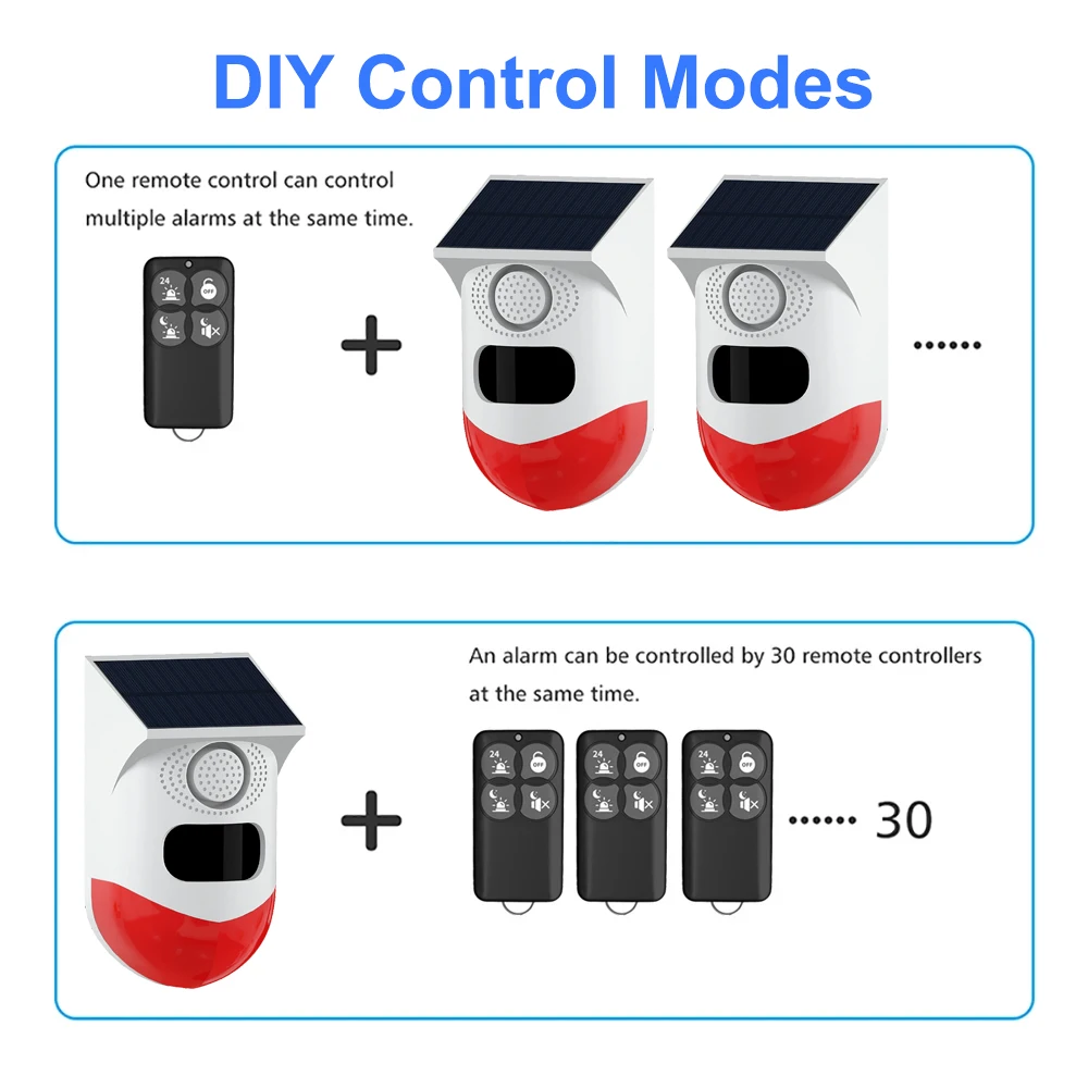 Tuya Smart WiFi Infrared Detector Alarm System Solar Siren outdoor PIR Aram Wireless Siren with RF433 Remote Controller