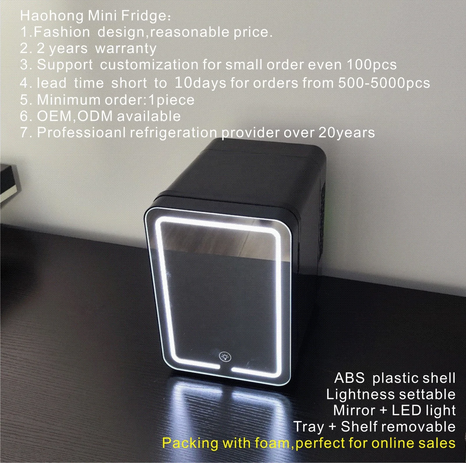 Cheap mini fridge 4L mini room fridge digital display beauty makeup fridge with mirror for room price