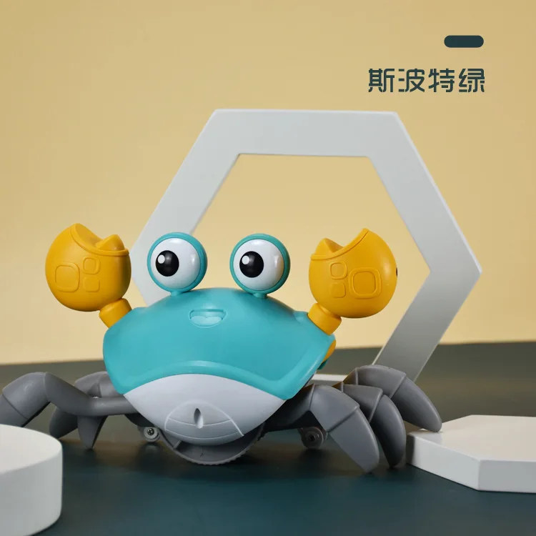 Cute Electric Interactive Walking Moving Baby Infant Animal Sensing Induction Dance Runaway Escape Crawling Crab Toy with Music