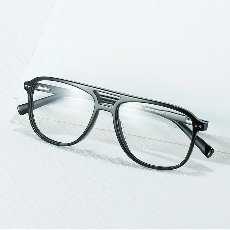 Модные уникальные мужские ацетатные очки Bluelight компьютерные с двойной перемычкой блокировкой синего света оптические оправы для