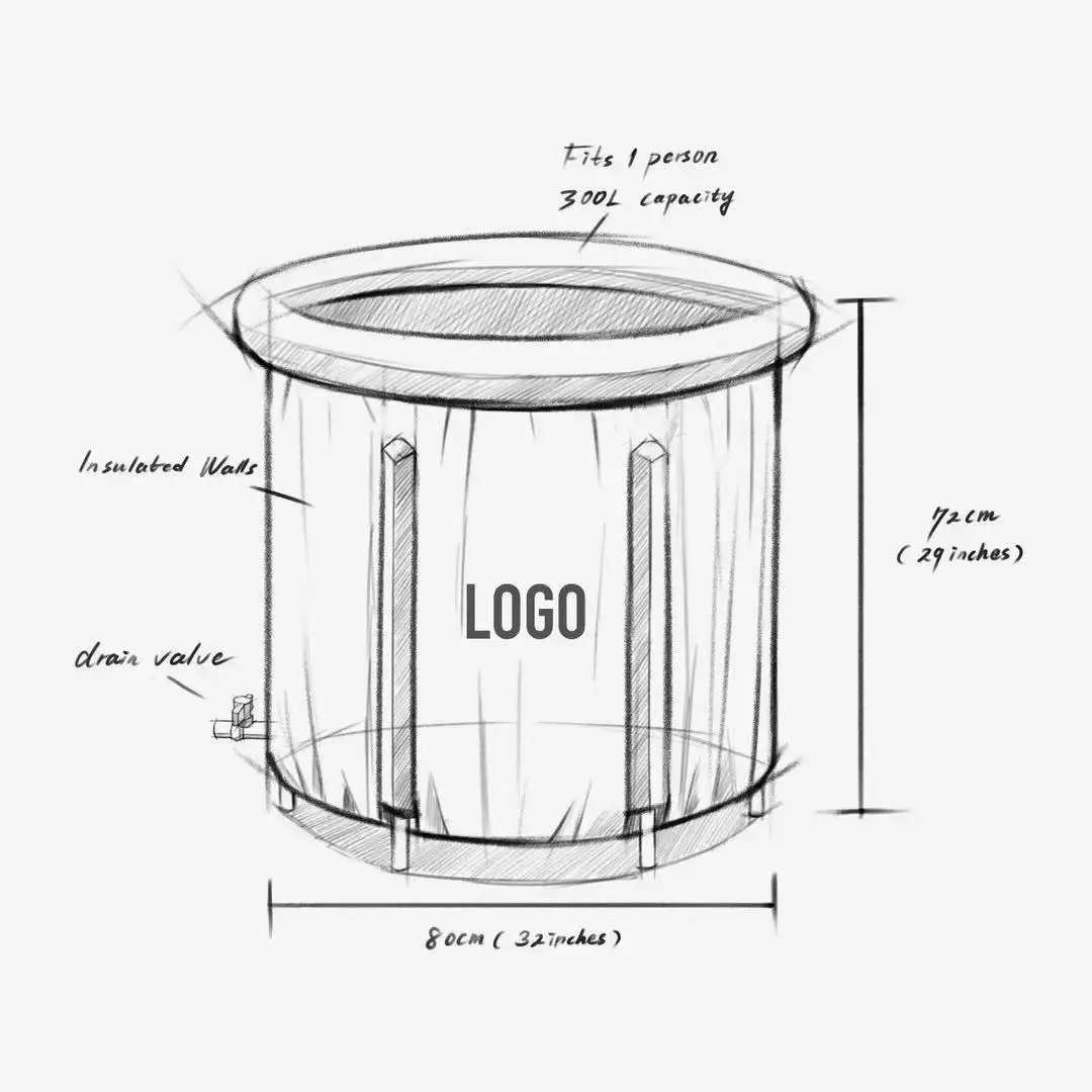Customized Brand Portable Wooden Pattern Baths For Recovery Ice Plunge Therapy Tub