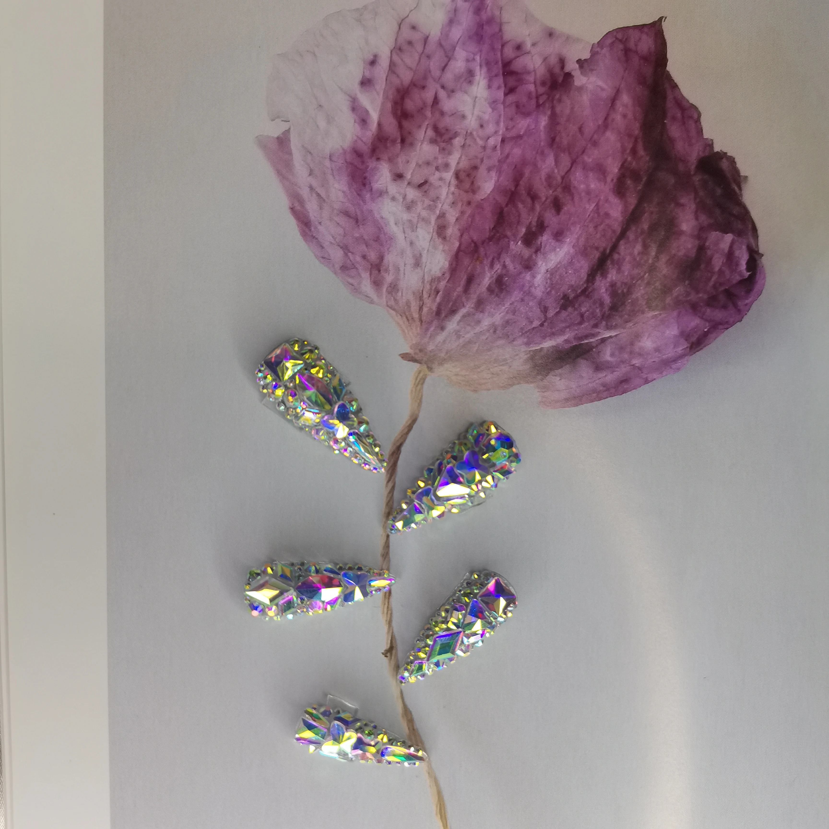 Custom Artificial Fingernails 3D Luxury Crystal Rhinestone Diamond Hand Made Press On nails Tips Faux Ongles