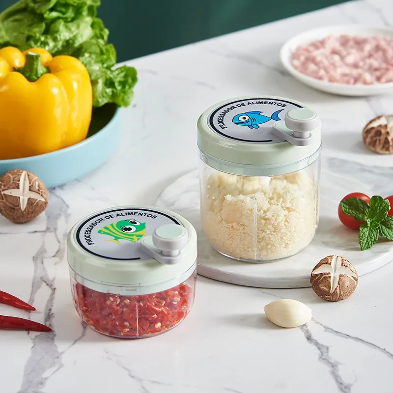 Hand Press Garlic Chopper Portable Vegetable Cutter Cordless Mini Food Processor Vegetable Chopper Blender Garlic Press Crusher