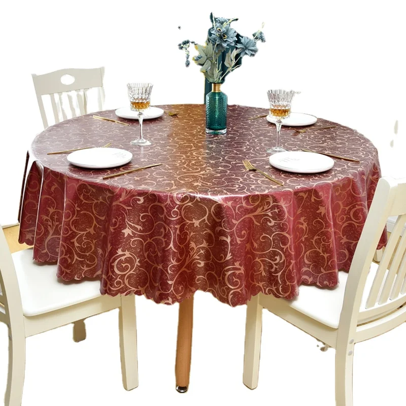 popular Design Against Oil Coloring Embroidered Pattern Hotel Round Tablecloth
