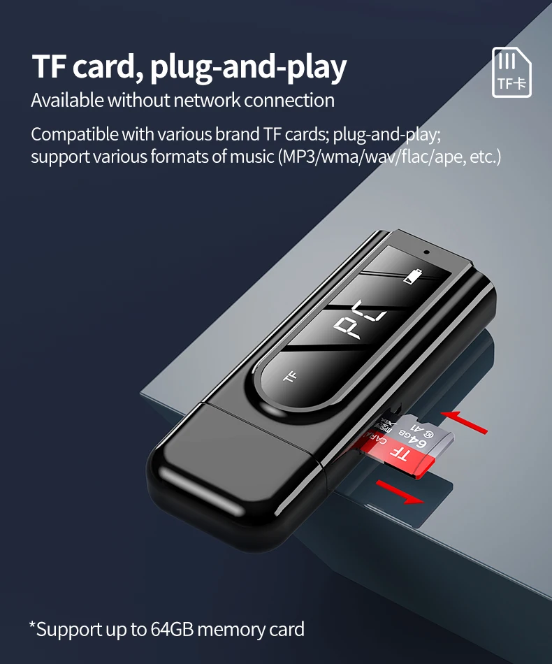 WK9 BT5.0 BT car kit player fm transmitter BT transmitter receiver adapter