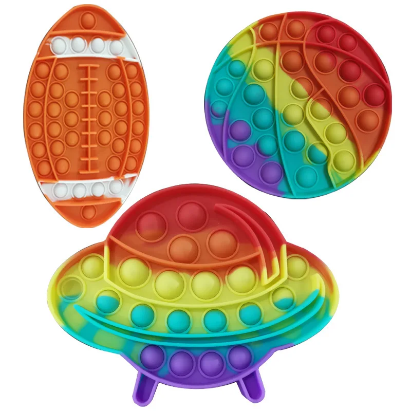 Rainbow Pop Fidget Toys Poppet Push Pop Bubble Fidget Popping Sensory Toy for Kids