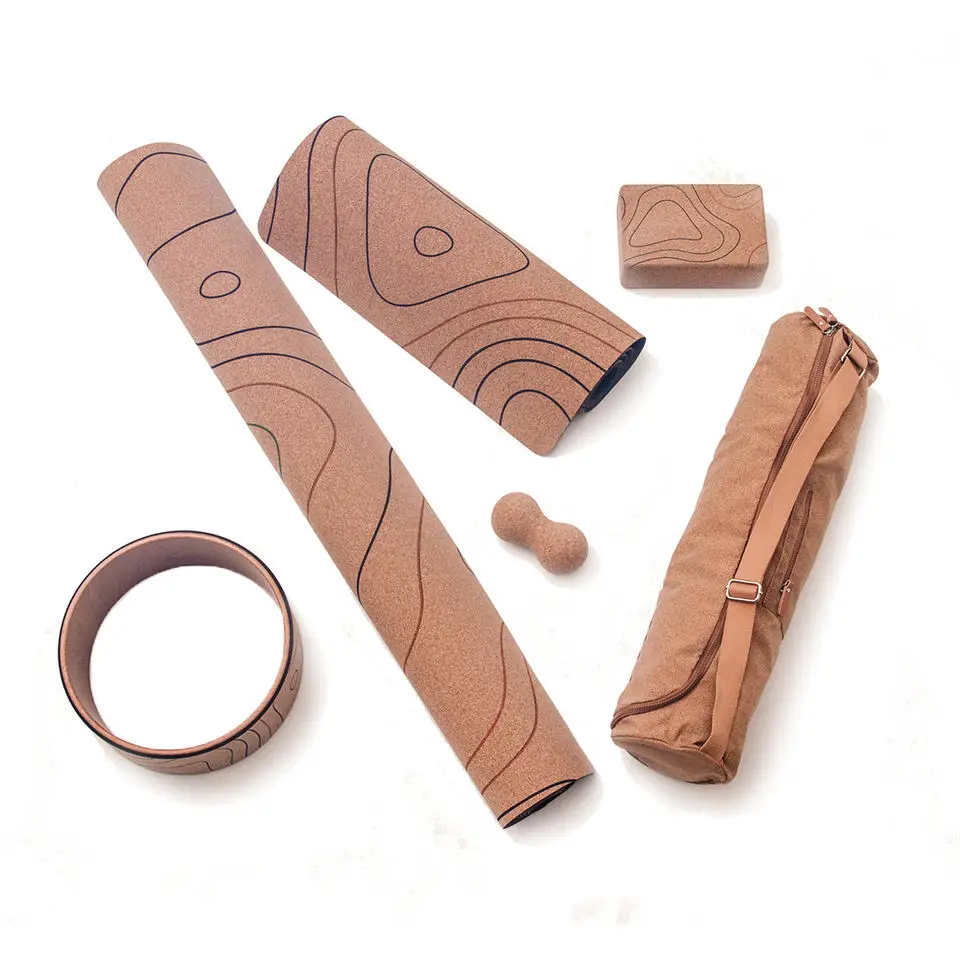 Gymnastics Training full Colour printing Recycle Cork Large Yoga Block,  yoga mat set with blocks and strap