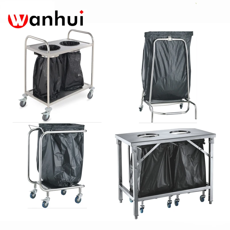 garbage rubbish bin foot operated trash waste bag holder trolley cart with 2 wheels waste bag holder