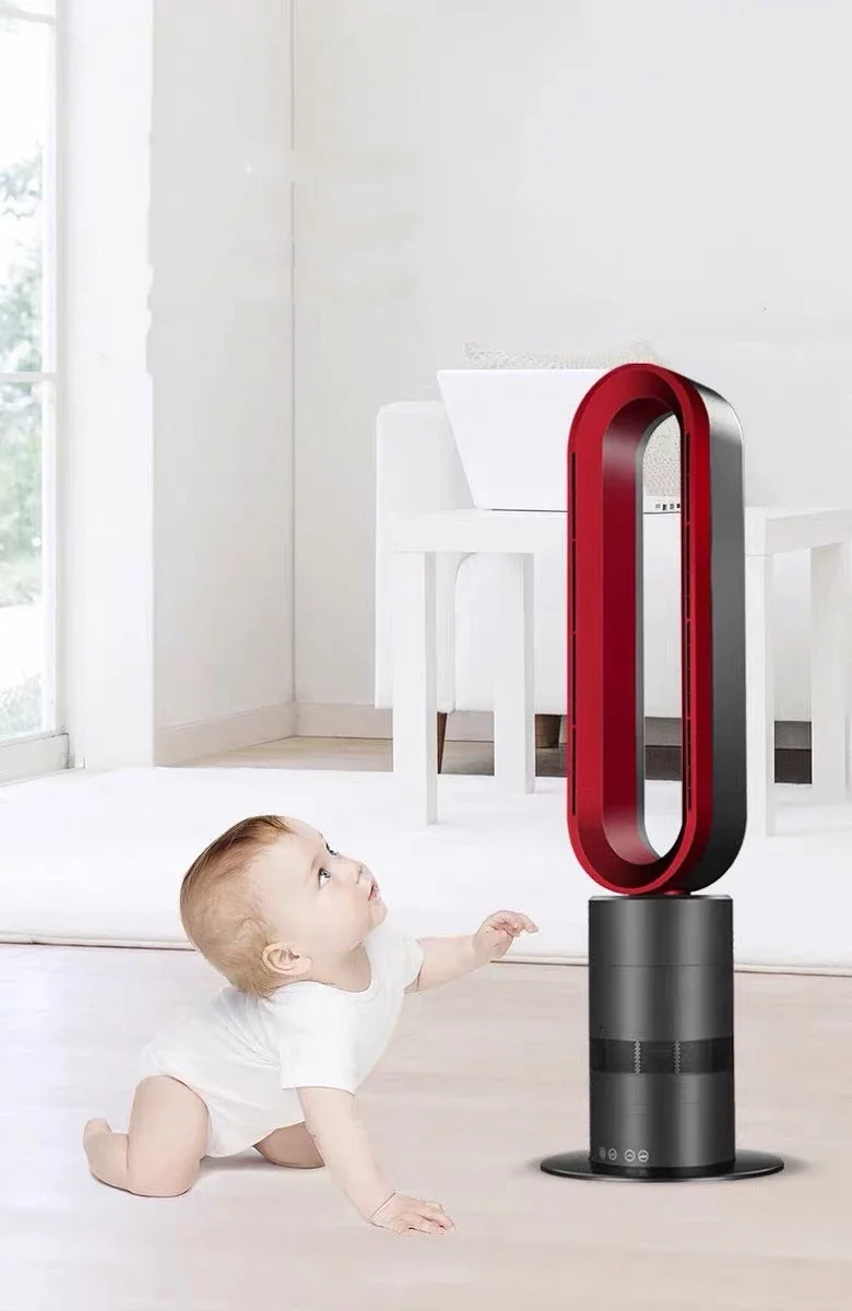 Thermostat PTC Ceramic Heat 31 Inch Oval Shape ABS Plastic Electric Desktop Cool Warm Air Blower Bladeless Fan Heater