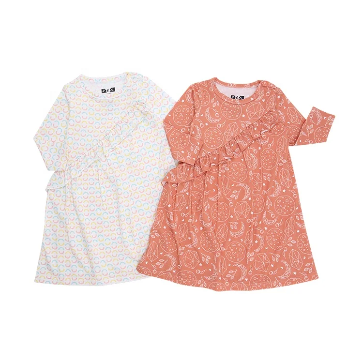 Custom Print Lovely Baby Girls Dress Casual Party Clothing with Long Sleeve and Ankle Length for Autumn for Children