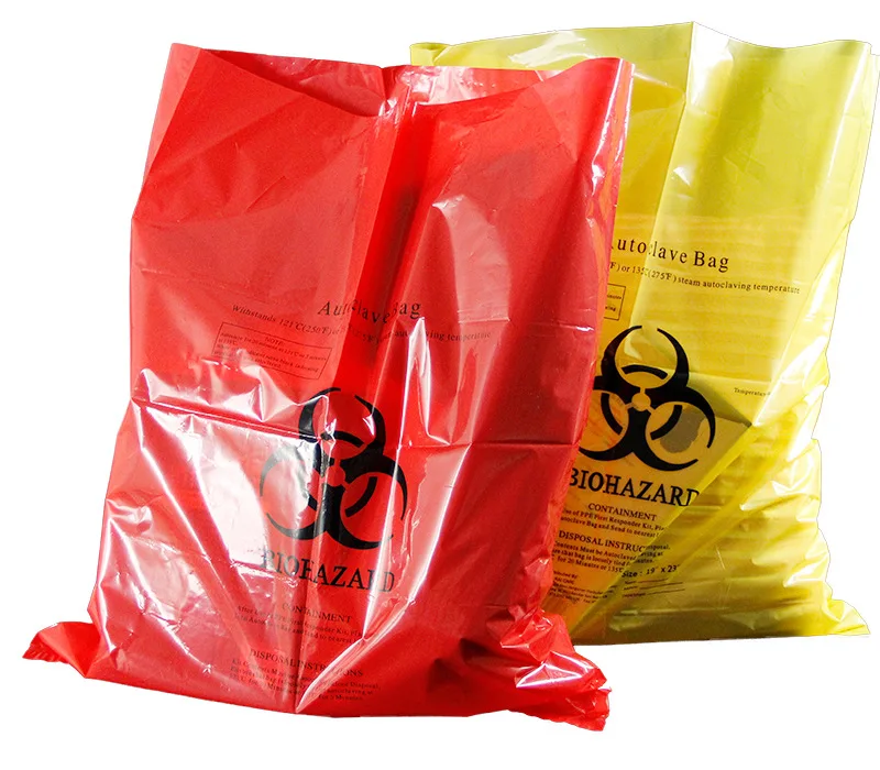 HDPE Autoclave Garbage Bag Medical Waste Bag Customized Biohazard Hospital Garbage Bag