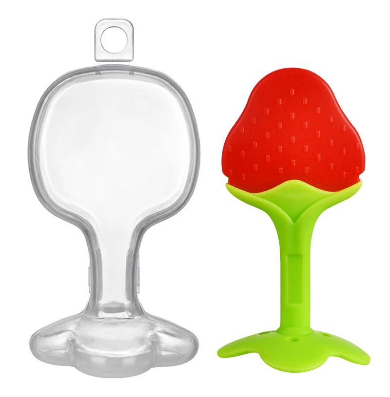 BPA free baby teether silicone rubber fruit teether toys funny baby teething toys