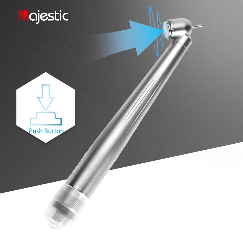 45 Degree Angle Head Air Turbine Contra Angle Push Button Dental High Speed Handpiece With Led