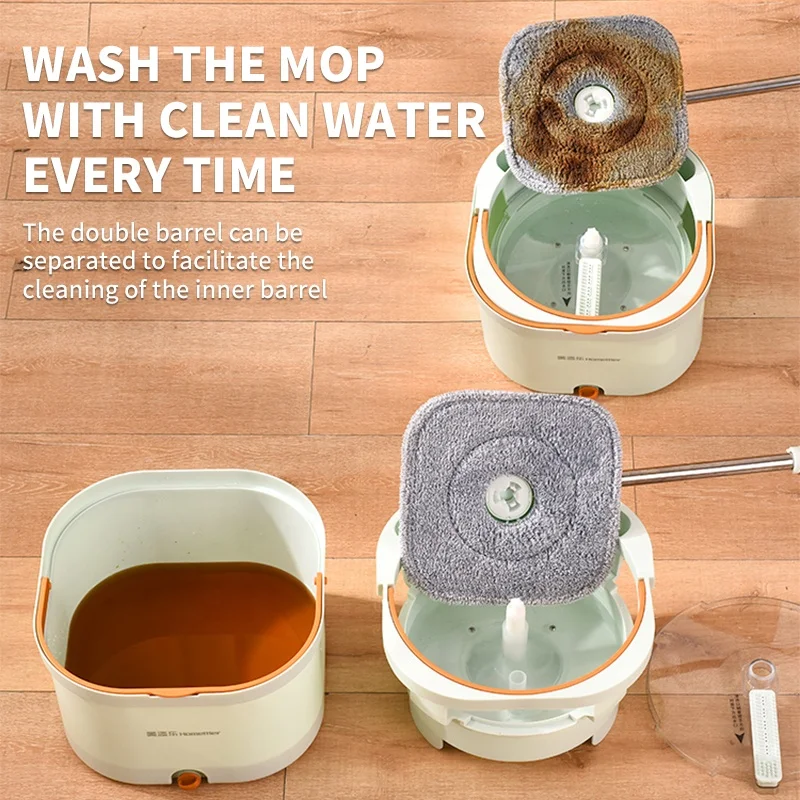 Best Selling 360 Spin Magic Mop Bathroom  Mop  with Bucket  quick clean microfiber lazy squeeze flat mop self squeez