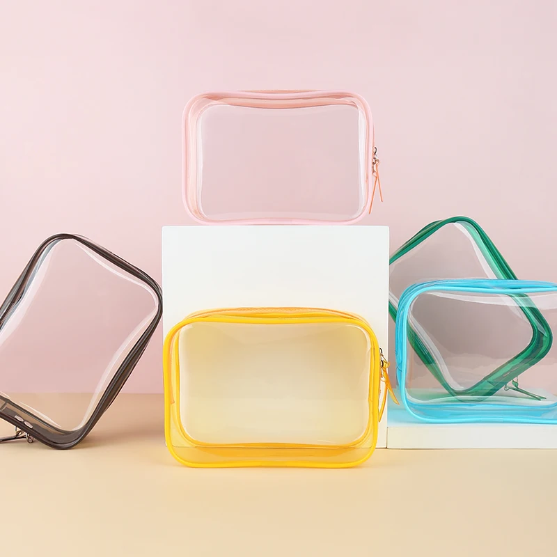 Travel Portable Waterproof Transparent PVC Storage Makeup Bag  Toiletry Cosmetic Bag with Zipper