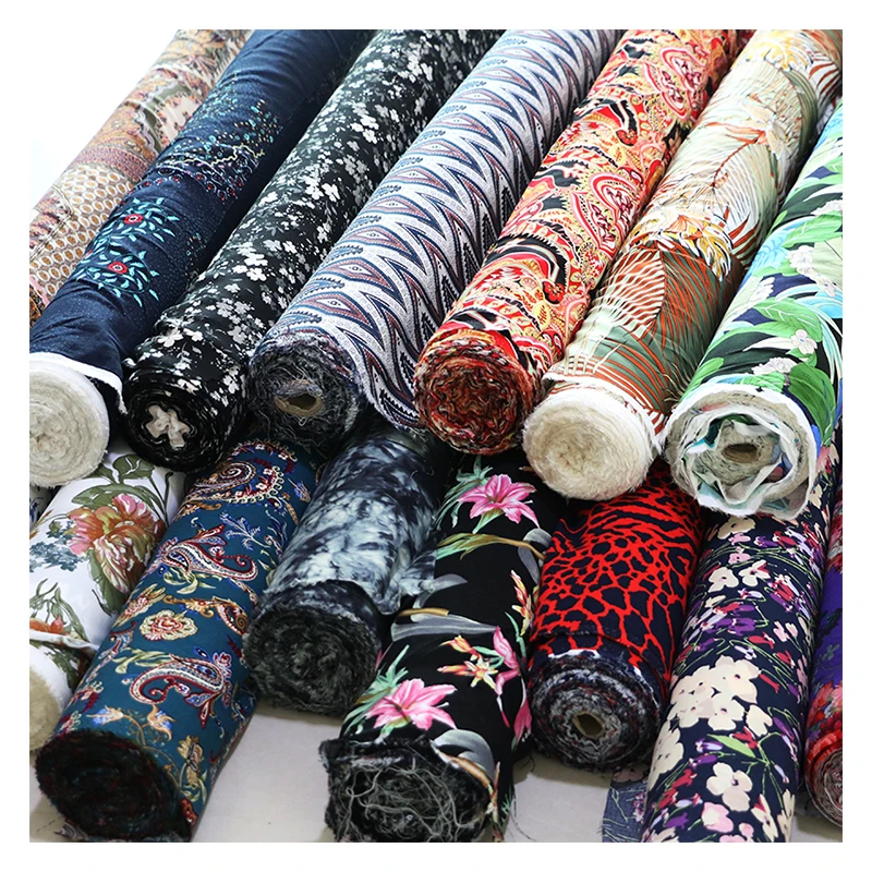Hot Selling High Quality Woven 100Rayon Viscose Printed Fabric Stock lot For Apparel Fabric