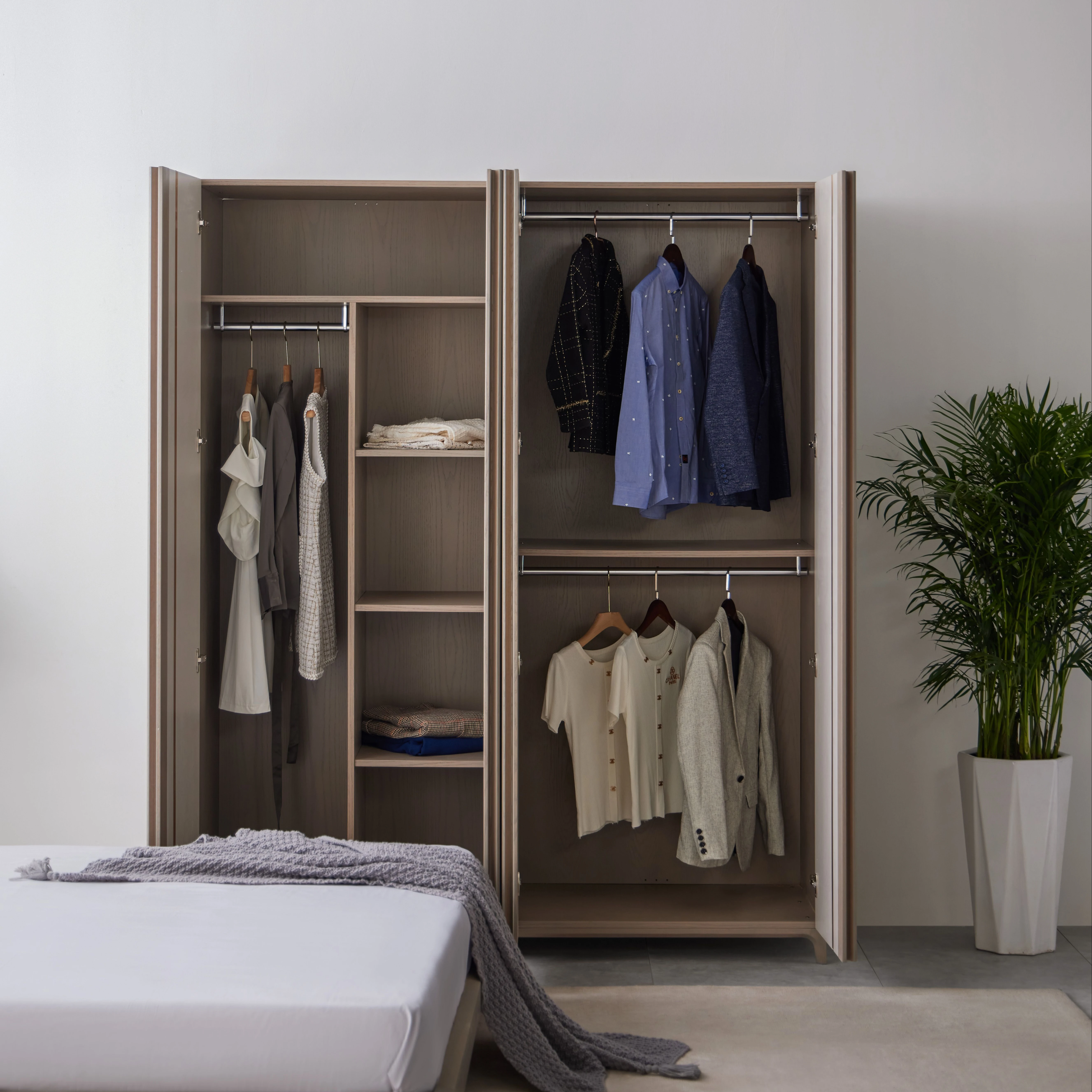 Customized Modern Bedroom Furniture Wood Clothes Wardrobe Contemporary Closet Cabinet for Home Use