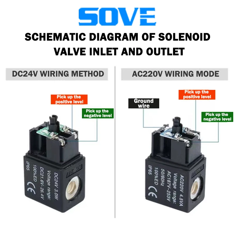 AC220v solenoid valve coil DC24v type 4V210-08 with light control valve head customized 12 outlets