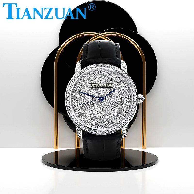Full Moissanite Wrist Watch for Men Luxury Watch For Men mechanical Wristwatch Hip Hop Iced Out Moissanite Men Jewelry Watch