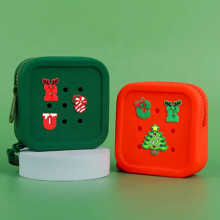 Christmas Charm: Square Silicone Purse for Her, Gift & Cosmetic Wrapper