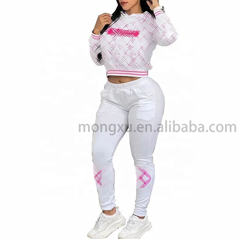 2023 Newest Designer Brand Crop Top 2 Piece Pants Set Casual Tracksuit Sweat Suits Luxury Two Piece Sweatpants And Hoodie Set