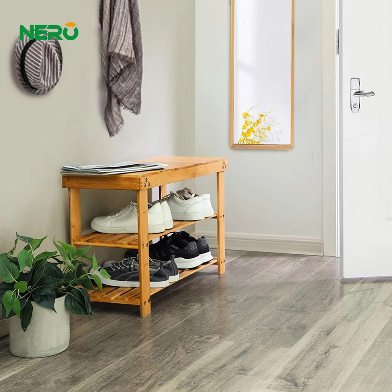 
china bamboo shoe cabinet Storage bench rack with 3 shelves, ideal for hall, bathroom, living room, hallway 