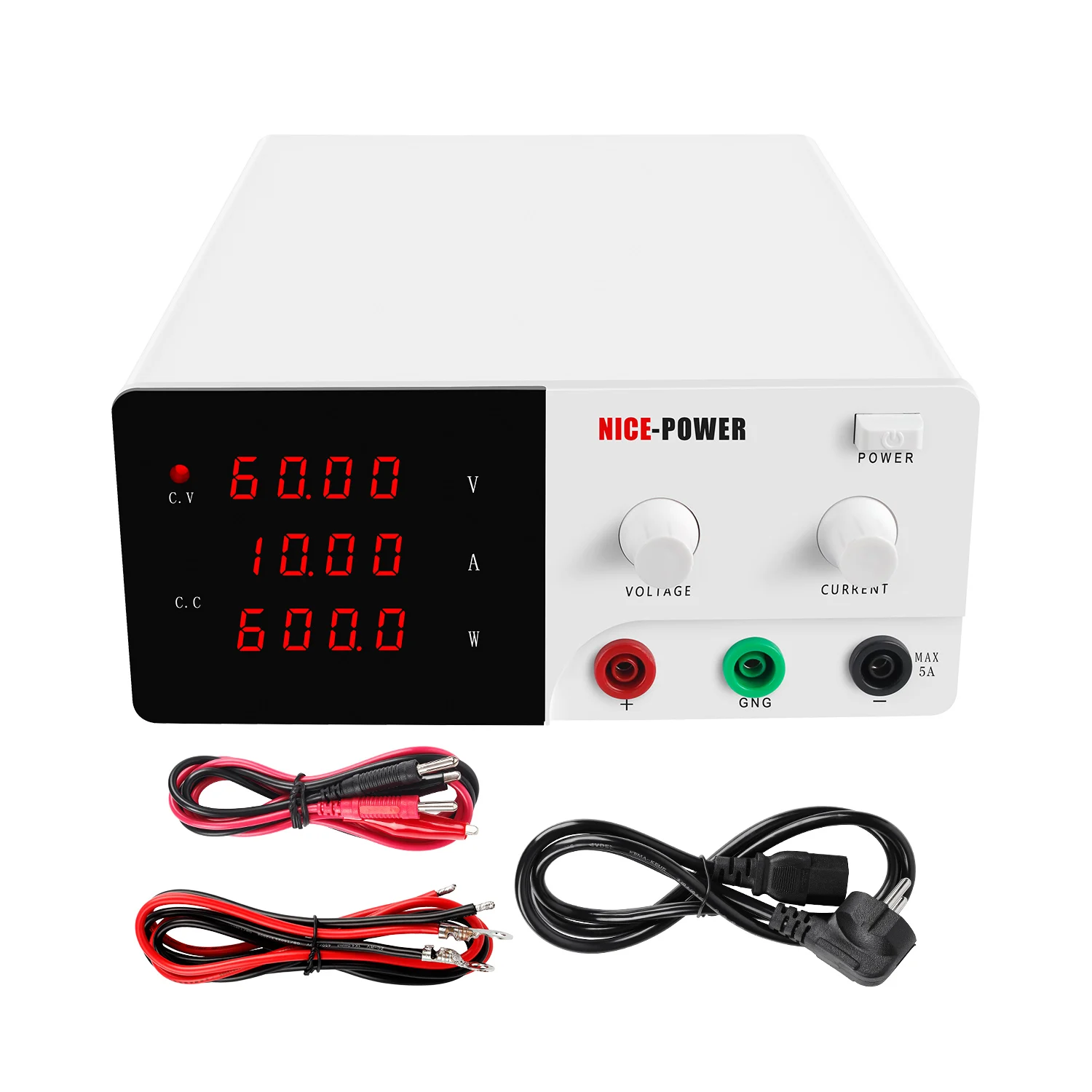 Хорошая мощность R-SPS6010 60V 10A Белый Регулируемый Dc источник питания постоянного тока Мобильный телефон PCB Гальваника источник питания для сварки
