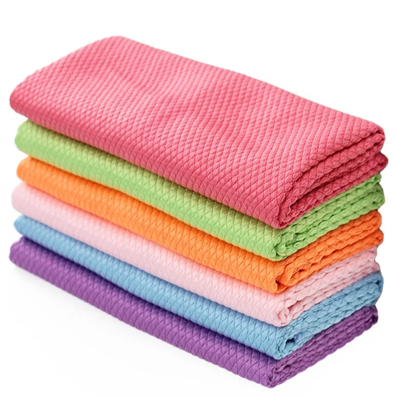 Microfiber cloth Fish Scale Glasses Kitchen Dish Anti-grease Wiping Rags Towels Household Cleaning Cloths New Design
