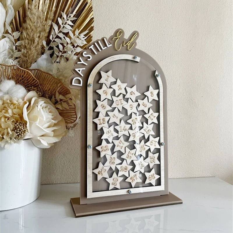 Muslim Home Art Craft decoration Arched Crescent Ramadan Dropbox Freestanding Countdown Till Eid Advent Calendar Jar
