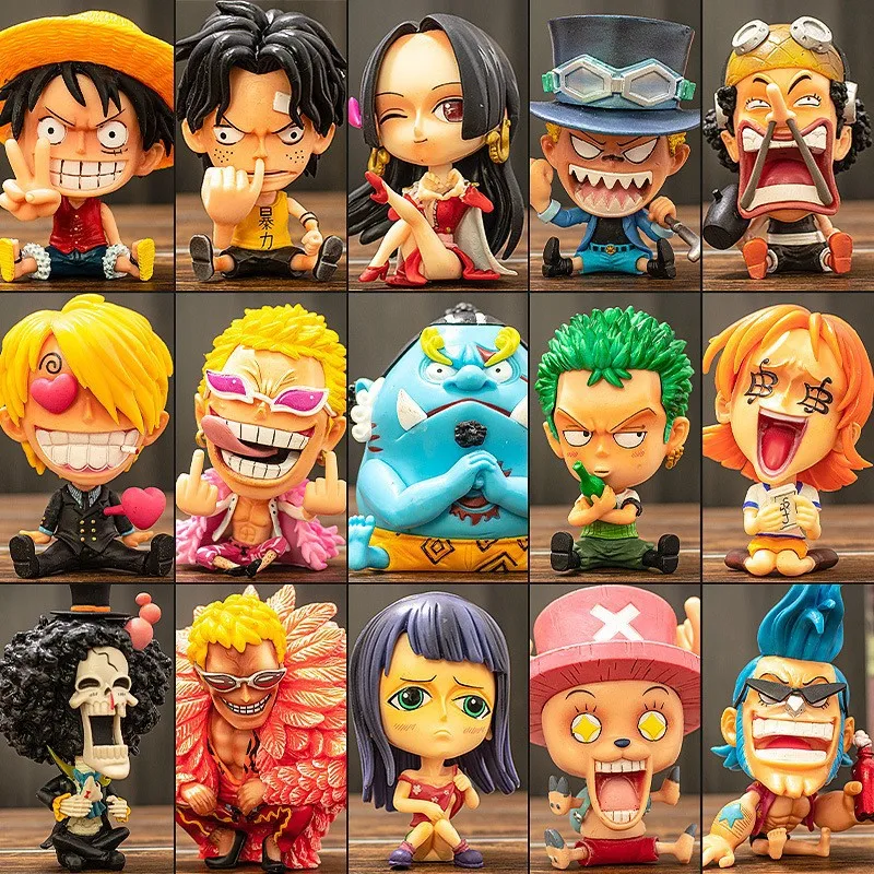Home decor Cartoon toysSitting Q Version Luffy Zoro Ornaments Anime Action Figures