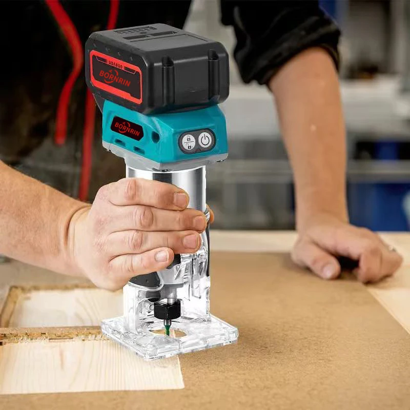 21V Portable Adjustable 6Speed Cordless Trimmer Hand Wood Router Trimming Machine Brushless Lithium Battery Wood Trimmer Tools