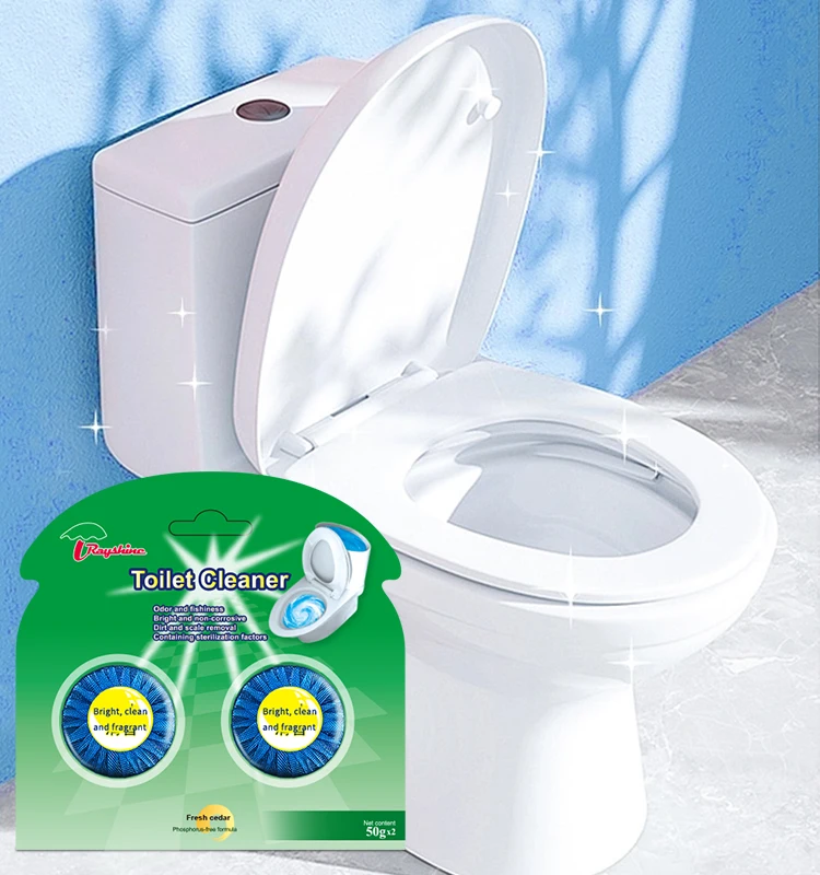 Rayshine wholesale toilet blue bubble Fragrance Block toilet tablet for clean the tank of toilet  50G 2 PCS Travel Set