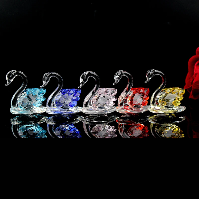 Mini Cute Glass Swan Figurines Colorful Crystal Swan Animals Wedding Gifts for Guests