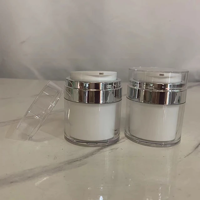Hengjian 15g 30g 50g 30ml 50ml Empty Eye Cream Lotion Container White Acrylic Powder Jars Double Wall Cosmetic Airless Pump Jar