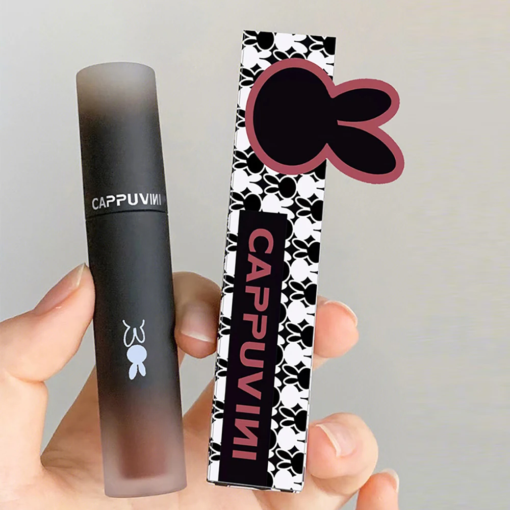High Impact Color Macaron cute Lip Mud Cappuvini Super Stay Matte Long Lasting Whitening Light Rosey Nude Soft Lip Gloss
