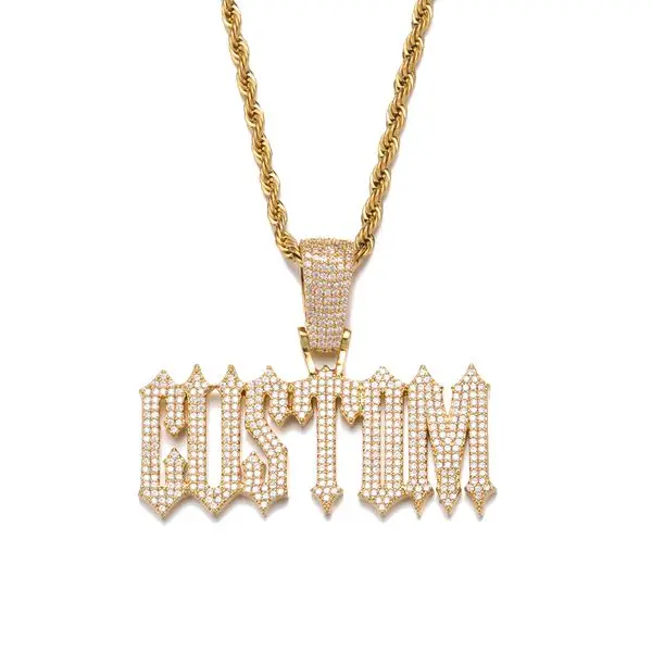 VVS Moissanite Pendant Necklace Iced Out Letter Pendants Hip Hop Jewelry Rose Gold Plated De Initial Letter Pendant Silver Jesus