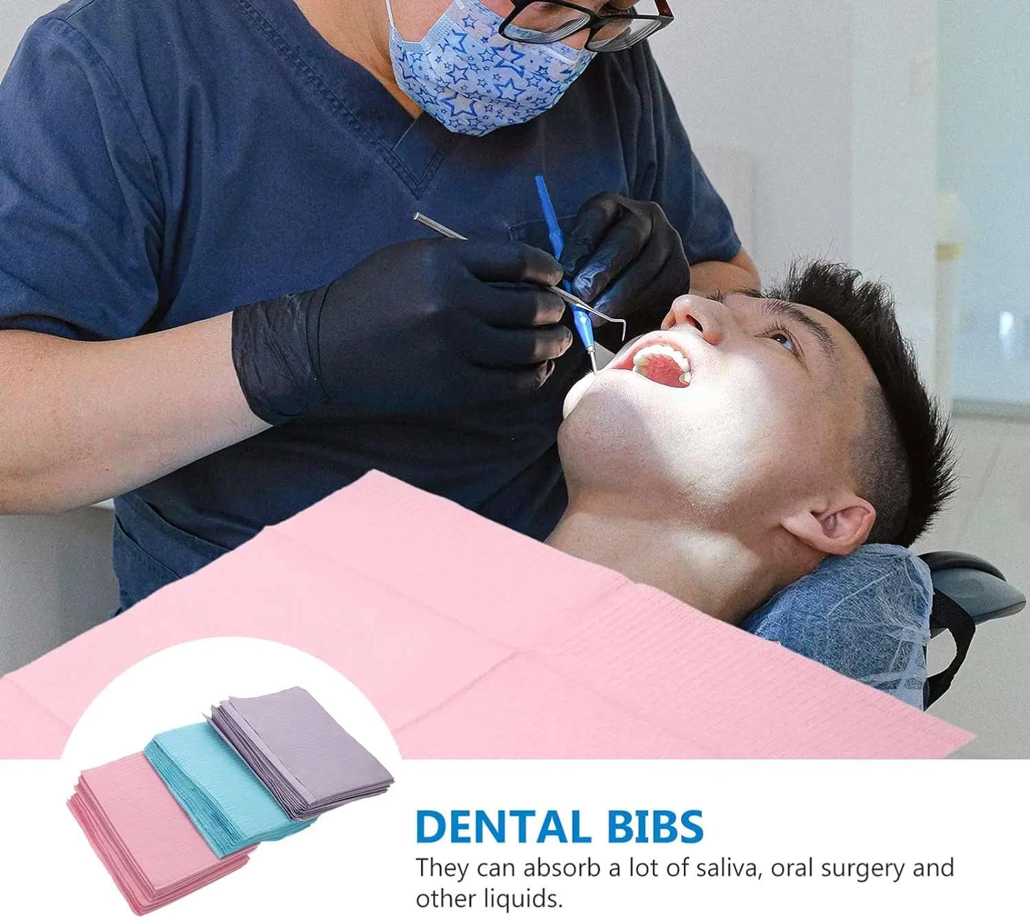 Wholesale Surgical Medical Consumable Disposable Colorful Dental Bib